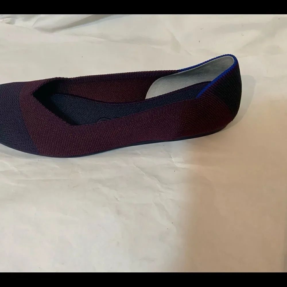 Rothys Ballet Flats Shoes Red Black Maroon Knit Round Toe Women's Size 8 New